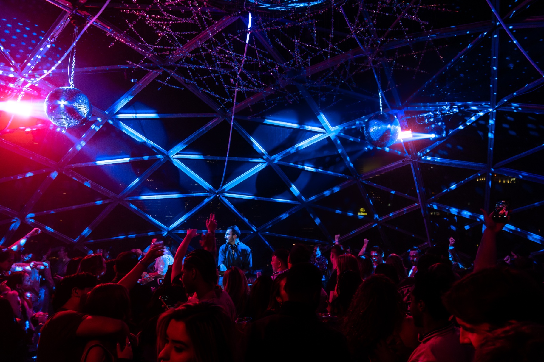 Disco Night - Under the geometric dome, disco balls and blue lights set the stage for an unforgettable night of dance. — house music and EDM event by Reunion MPLS in Minneapolis